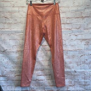 Glyder High Power leggings pink stretch elastic waistband pocket full length SM